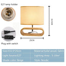 GobekUsa Creative Nordic Wooden Table Lamp with LED Light and Linen Lampshade