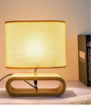 GobekUsa Creative Nordic Wooden Table Lamp with LED Light and Linen Lampshade