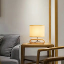 GobekUsa Creative Nordic Wooden Table Lamp with LED Light and Linen Lampshade