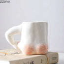 Creative pinch belly ceramic cup with hand handle dining room mug by Decorbites