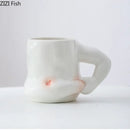 Creative pinch belly ceramic cup with hand handle dining room mug by Decorbites