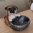 Creative pug basketball puppy ashtray tan & black living room decor by Decorbites