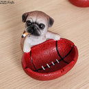 Creative pug basketball puppy ashtray tan & black living room decor by Decorbites