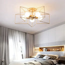 GobekUsa Creative Star LED Ceiling Chandelier - Brushed Antique Gold Living Bedroom Lamp