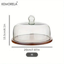 GobekUsa Creative Wooden Cake Pan Food Storage Box with Glass Lid