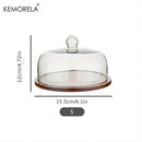 GobekUsa Creative Wooden Cake Pan Food Storage Box with Glass Lid