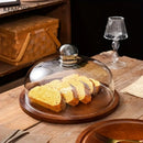 GobekUsa Creative Wooden Cake Pan Food Storage Box with Glass Lid