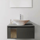 Cream Marble Tapered Vessel Bathroom Sink With High Gloss Polished 16 Inch