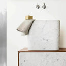 Handcrafted Rectangular White Marble Vessel Bathroom Sink 14x16