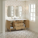 James Martin Laurent 60" Dual Mount Double Bathroom Vanity, Light Natural Oak