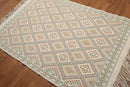 4'4" x 6'Hand Woven 100% wool Flat Pile area rug Ivory