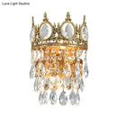 GobekUsa Classic Round Wall Mounted Lighting with Clear Crystal Prisms – 2 Bulbs, Aged Brass Finish