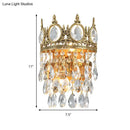 GobekUsa Classic Round Wall Mounted Lighting with Clear Crystal Prisms – 2 Bulbs, Aged Brass Finish