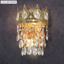 GobekUsa Classic Round Wall Mounted Lighting with Clear Crystal Prisms – 2 Bulbs, Aged Brass Finish