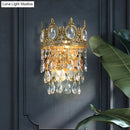 GobekUsa Classic Round Wall Mounted Lighting with Clear Crystal Prisms – 2 Bulbs, Aged Brass Finish