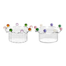 Crown clear glass fruit bowl with colorful beads dining room dish by Decorbites