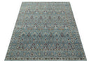 Crown Custom Made Traditional Design Blue Hand Knotted Wool Rug