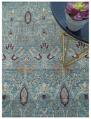 Crown Custom Made Traditional Design Blue Hand Knotted Wool Rug