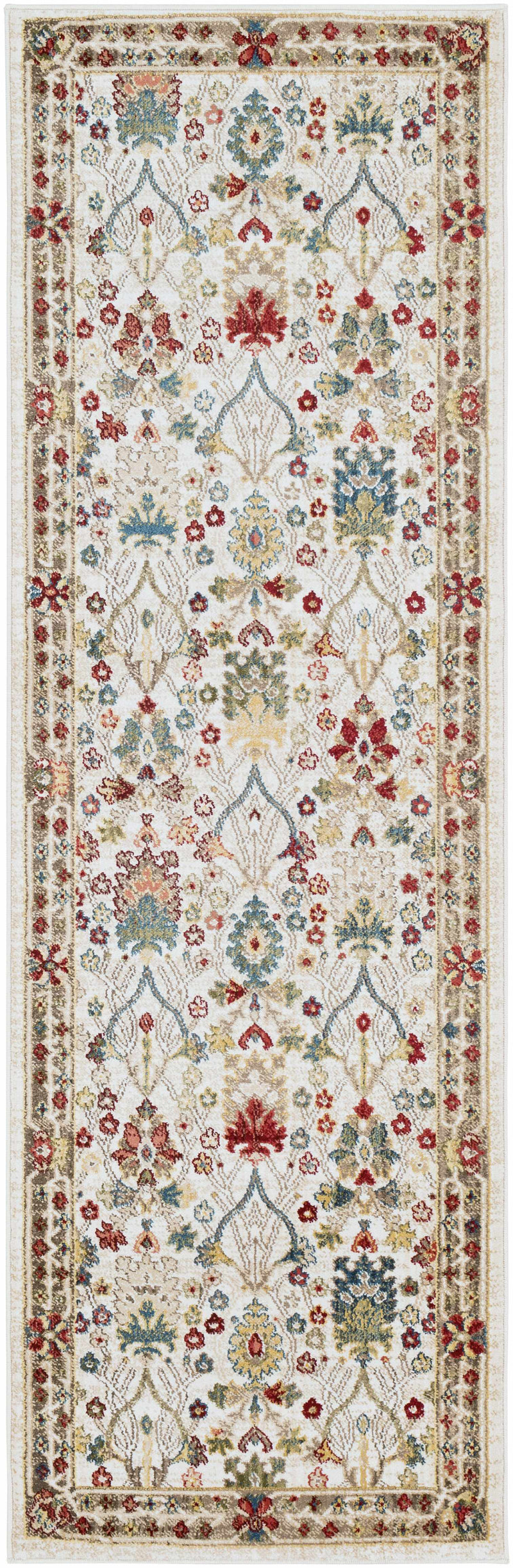 Neola White/Brown Damask Area Rug