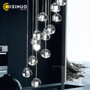 Crystal Ball Staircase Pendant Light in Brushed Stainless