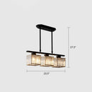 GobekUsa Crystal Block 3-Light Pendant - Linear Dining Room Island Lamp Fixture