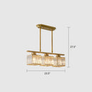 GobekUsa Crystal Block 3-Light Pendant - Linear Dining Room Island Lamp Fixture