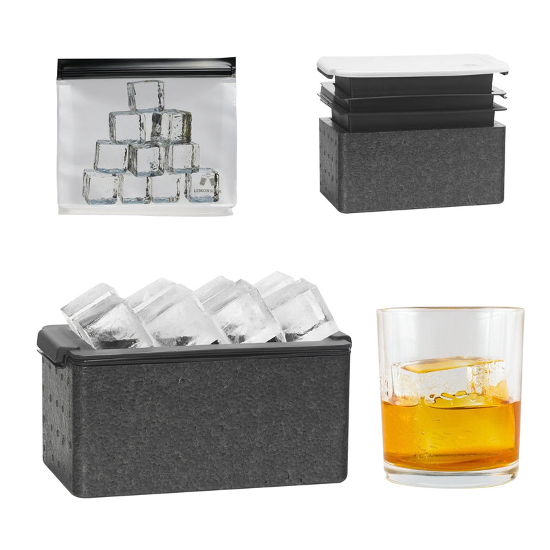 Crystal Clear Ice Cube Maker Mold - Eight 2" Square Ice Cubes