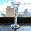 Crystal diamond glass candle holder dining room white bead inlay by Decorbites