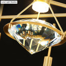 GobekUsa Crystal Diamond Island Pendant Light with LED and Modern Gold Finish
