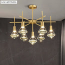 GobekUsa Crystal Diamond Island Pendant Light with LED and Modern Gold Finish