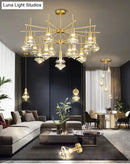 GobekUsa Crystal Diamond Island Pendant Light with LED and Modern Gold Finish