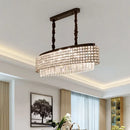 GobekUsa Crystal-Encrusted Oblong Island Lamp with Modern 5-Light Design in Black Finish