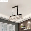 GobekUsa Crystal-Encrusted Oblong Island Lamp with Modern 5-Light Design in Black Finish