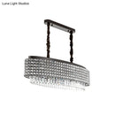GobekUsa Crystal-Encrusted Oblong Island Lamp with Modern 5-Light Design in Black Finish