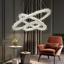 GobekUsa Crystal Flower LED Chandelier Round Ring Pendant for Dining Living Room Lighting