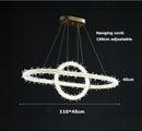 GobekUsa Crystal Flower LED Chandelier Round Ring Pendant for Dining Living Room Lighting