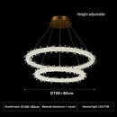 GobekUsa Crystal Flower LED Chandelier Round Ring Pendant for Dining Living Room Lighting
