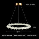 GobekUsa Crystal Flower LED Chandelier Round Ring Pendant for Dining Living Room Lighting
