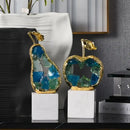 GobekUsa Crystal Fruit Sculpture Set: Golden Apple & Pear Handicrafts for Home Decoration