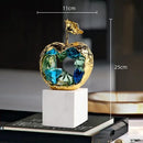GobekUsa Crystal Fruit Sculpture Set: Golden Apple & Pear Handicrafts for Home Decoration