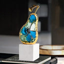 GobekUsa Crystal Fruit Sculpture Set: Golden Apple & Pear Handicrafts for Home Decoration