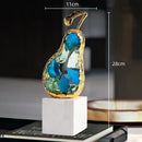 GobekUsa Crystal Fruit Sculpture Set: Golden Apple & Pear Handicrafts for Home Decoration