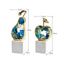 GobekUsa Crystal Fruit Sculpture Set: Golden Apple & Pear Handicrafts for Home Decoration