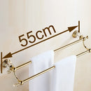 GobekUsa Crystal Gold Double Towel Bar for Bathroom, 60cm Length