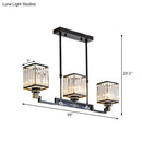 GobekUsa Crystal Island Chandelier Light - Traditional Black Square Dining Room Lamp