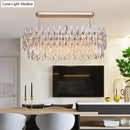 GobekUsa Crystal Island Lamp - Modern Teardrop Pendant Light, Oval Clear, 10 Lights