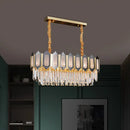 GobekUsa 10-Light Clear Crystal Island Pendant: Contemporary Nickle Suspension Lamp for Dining Room