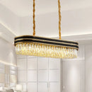 GobekUsa 10-Light Crystal Pendant Island Ceiling Light in Black and Gold - Simplicity Oblong Design