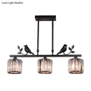 GobekUsa Crystal Prism Island Light Fixture with Lodge Pendant and Bird-Leaf Decor