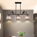 GobekUsa Crystal Prism Island Light Fixture with Lodge Pendant and Bird-Leaf Decor